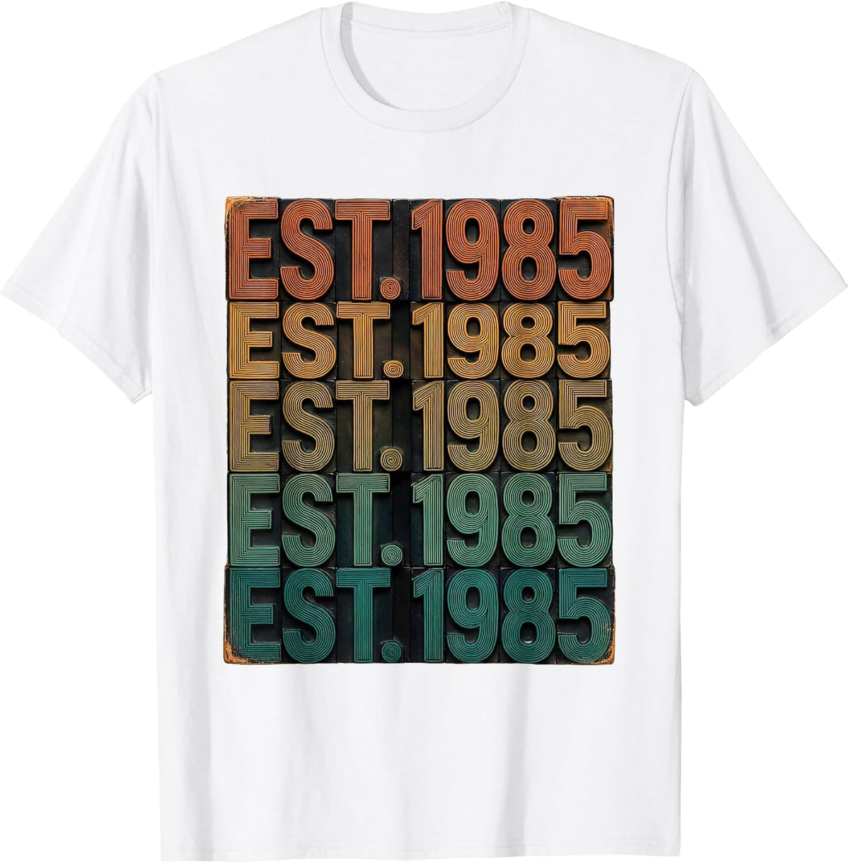 Men's EST. 1985 Retro Vintage Wordmark Nostalgia T-Shirt - White