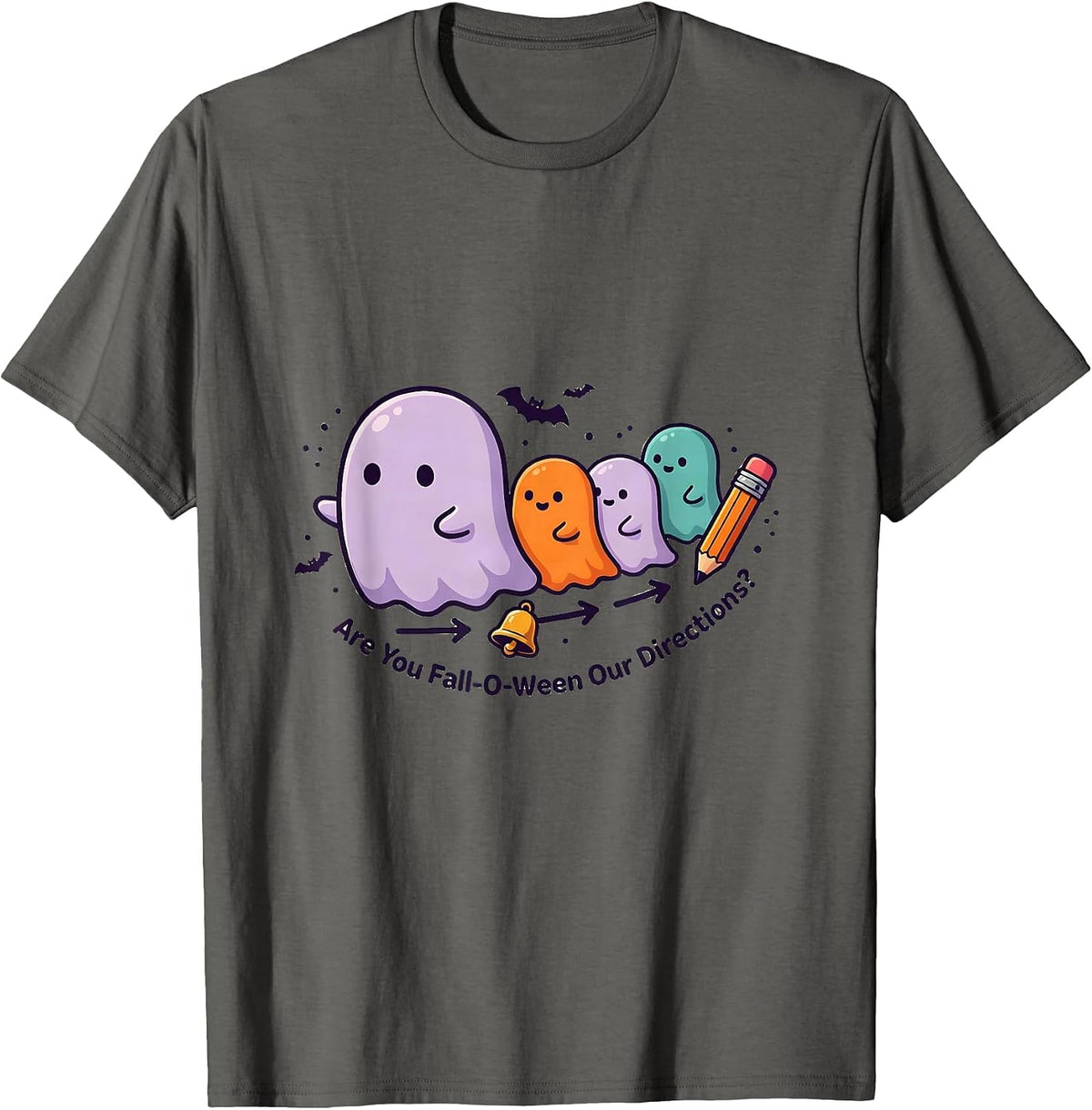 Are You Fall-O-Ween Our Directions Cute Kawaii Teacher T-Shirt - Asphalt Grey