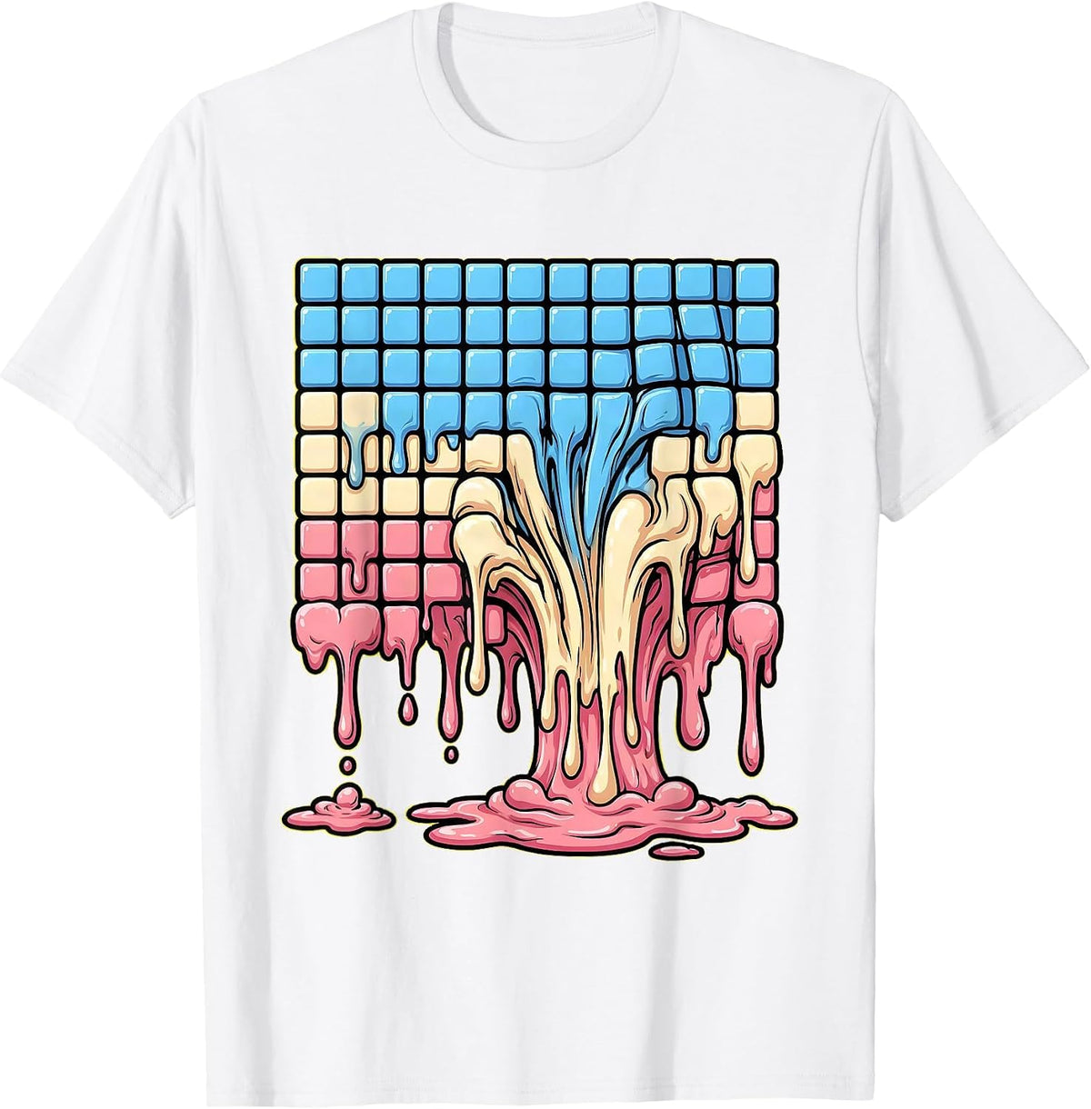 Men's Melting Periodic Table Ice Cream Science Design T-Shirt - White