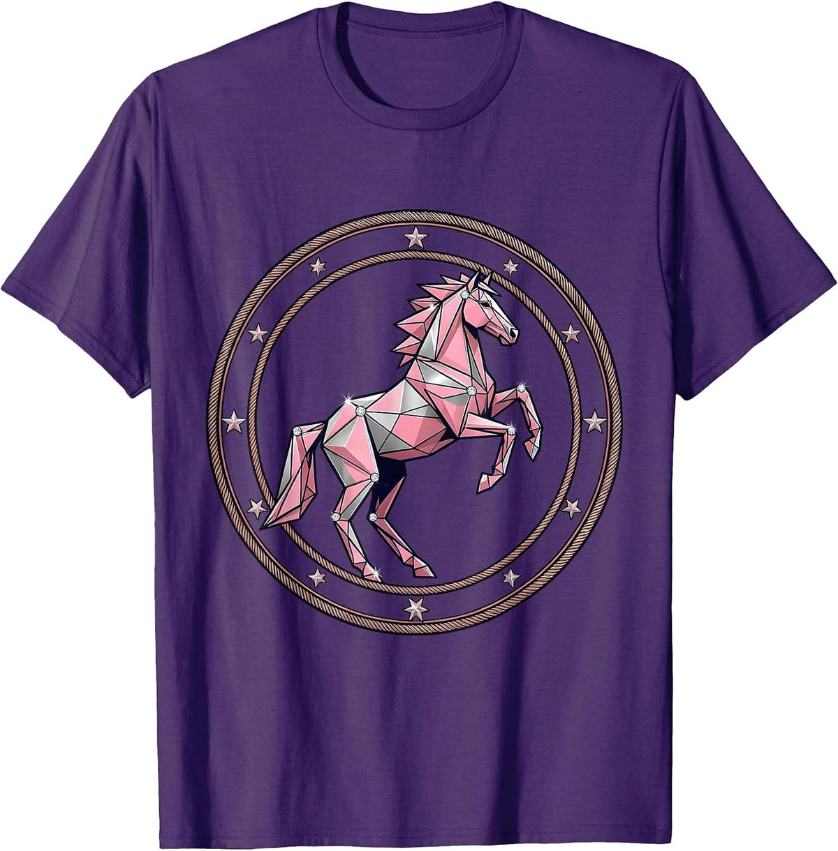 Geometric Origami Horse Bold Angular Art T-Shirt - Purple