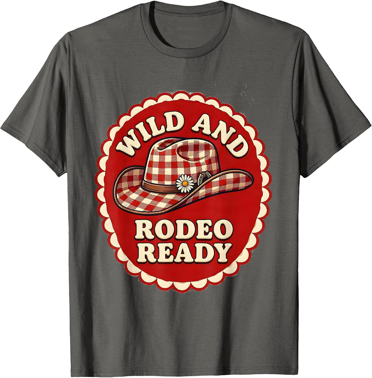 Men's Wild and Rodeo Ready Cowgirl Graphic Design T-Shirt - Asphalt Grey