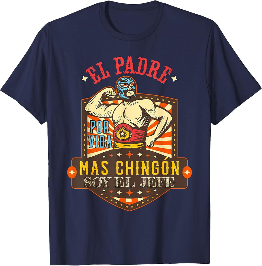 Mexican El Padre Mas Chingon T-Shirt - Navy Blue