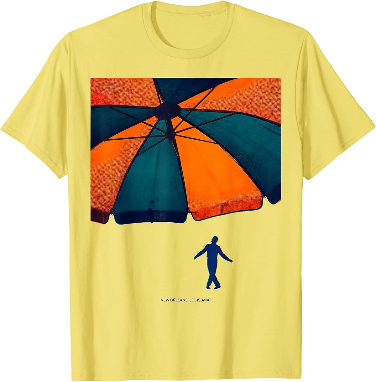 Men's New Orleans Louisiana Risograph Vintage Souvenir Gift T-Shirt - Lemon Yellow