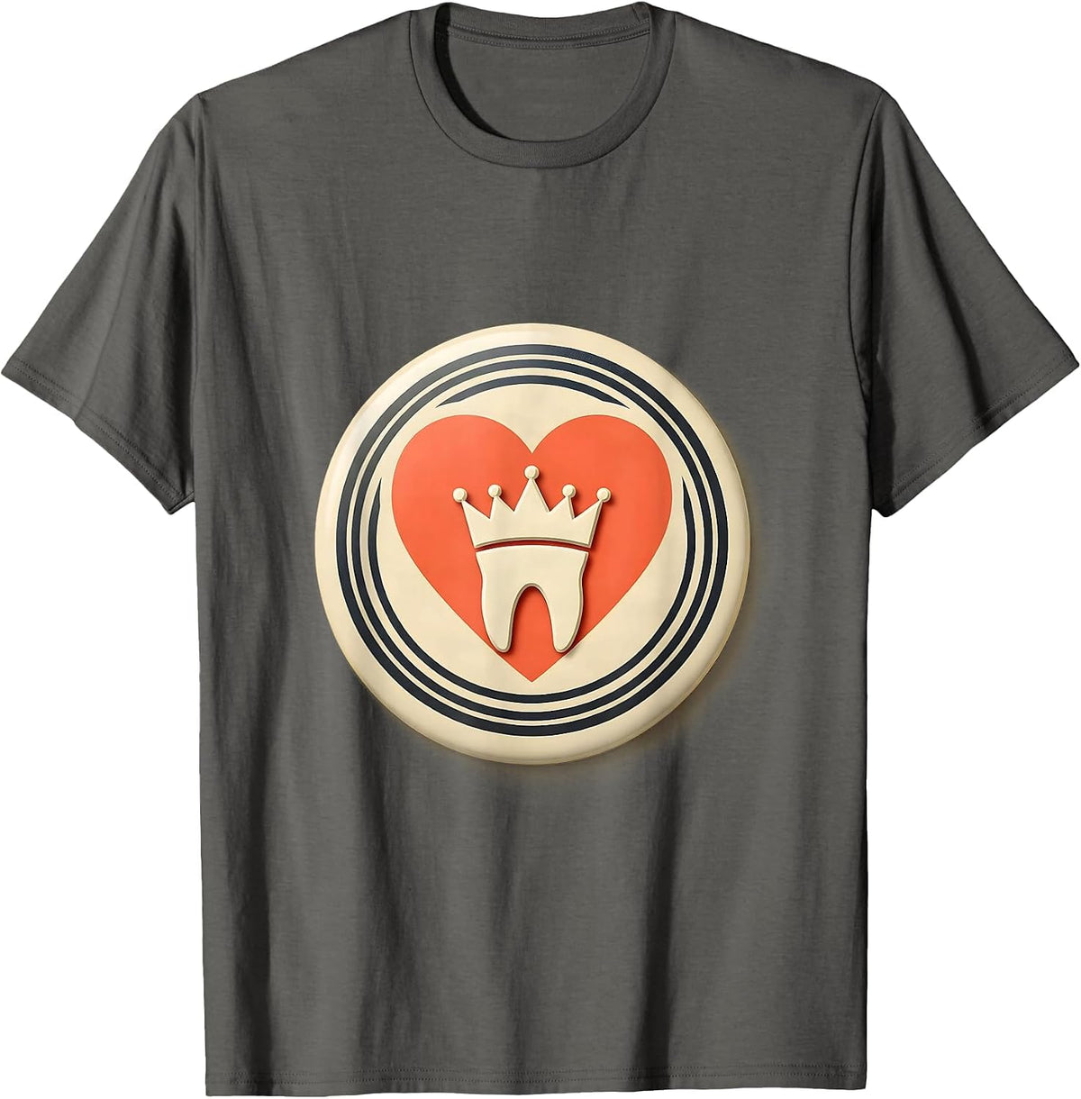 Men's Sealed Dental Tooth Badge Midcentury Modern Valentine T-Shirt - Asphalt Grey