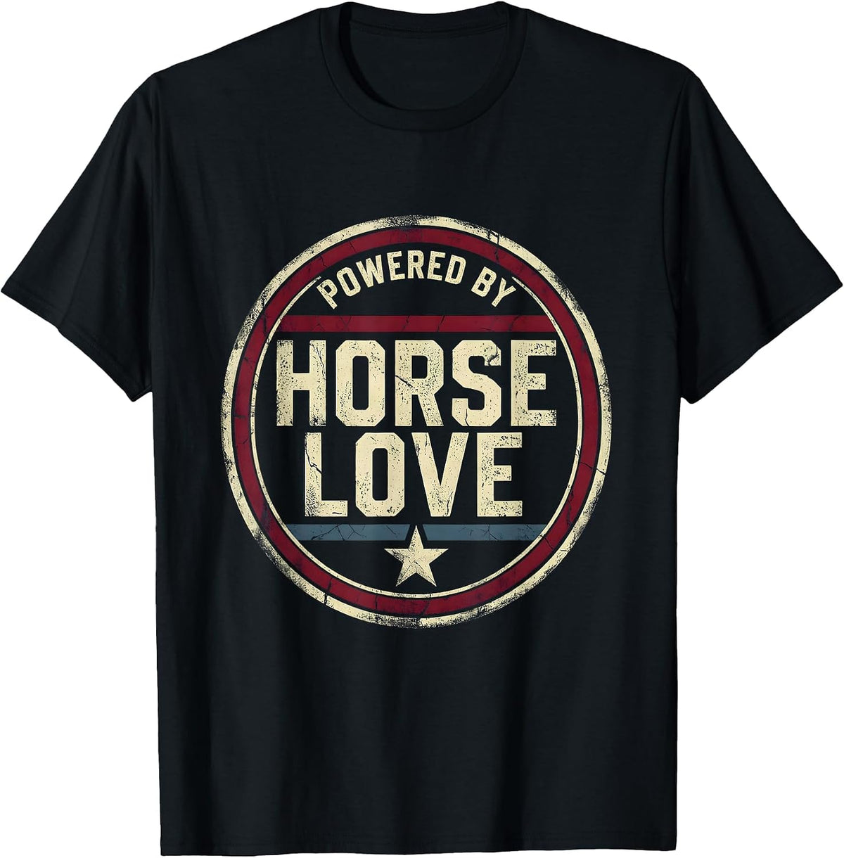 Men's Powered by Horse Love Equestrian Design T-Shirt - Black