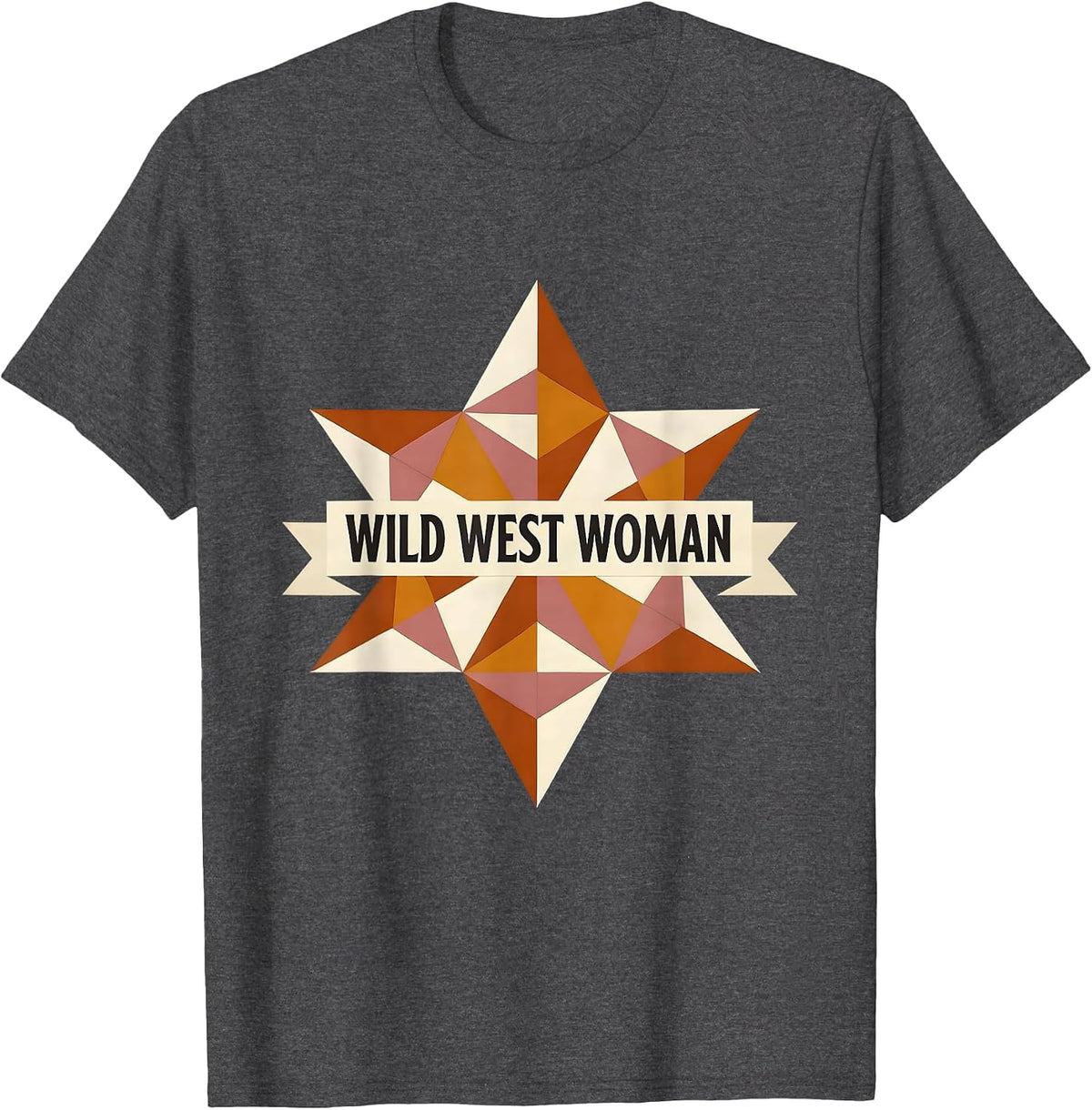 Men's Wild West Woman Cowboy Graphic Design T-Shirt - Dark Heather Grey