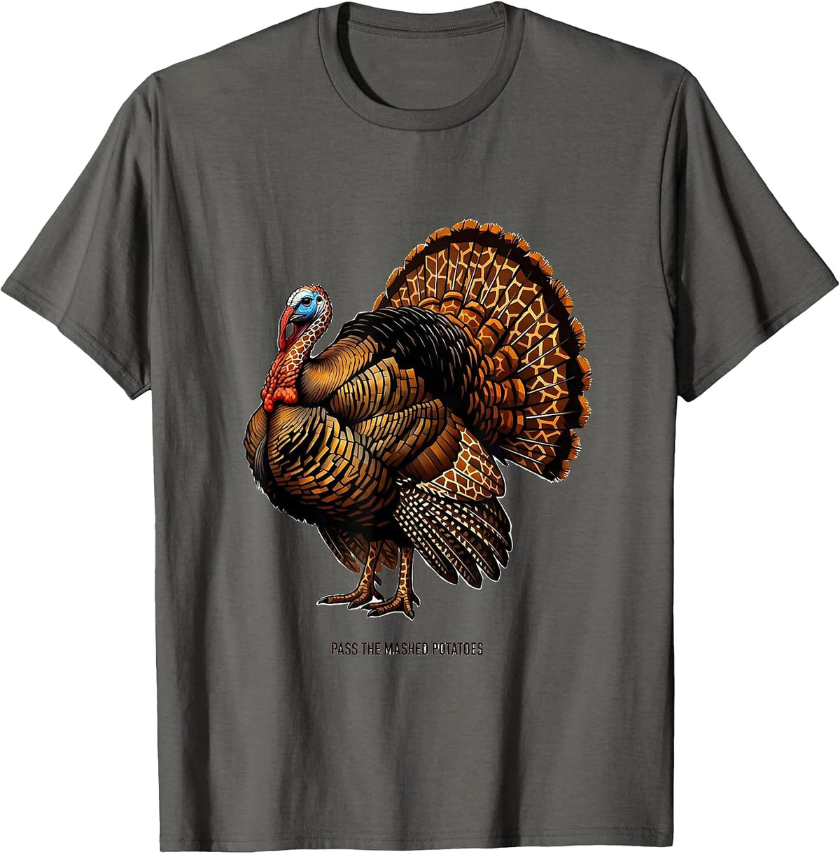 Pass the Mashed Potatoes Thanksgiving Design T-Shirt - Asphalt Grey