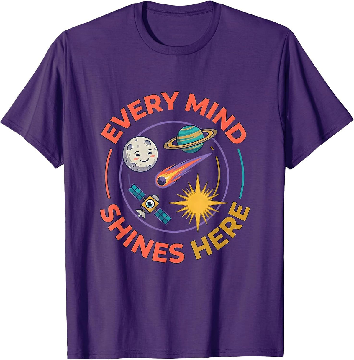 Every Mind Shines Here Neurodiverse Universe Special T-Shirt - Purple