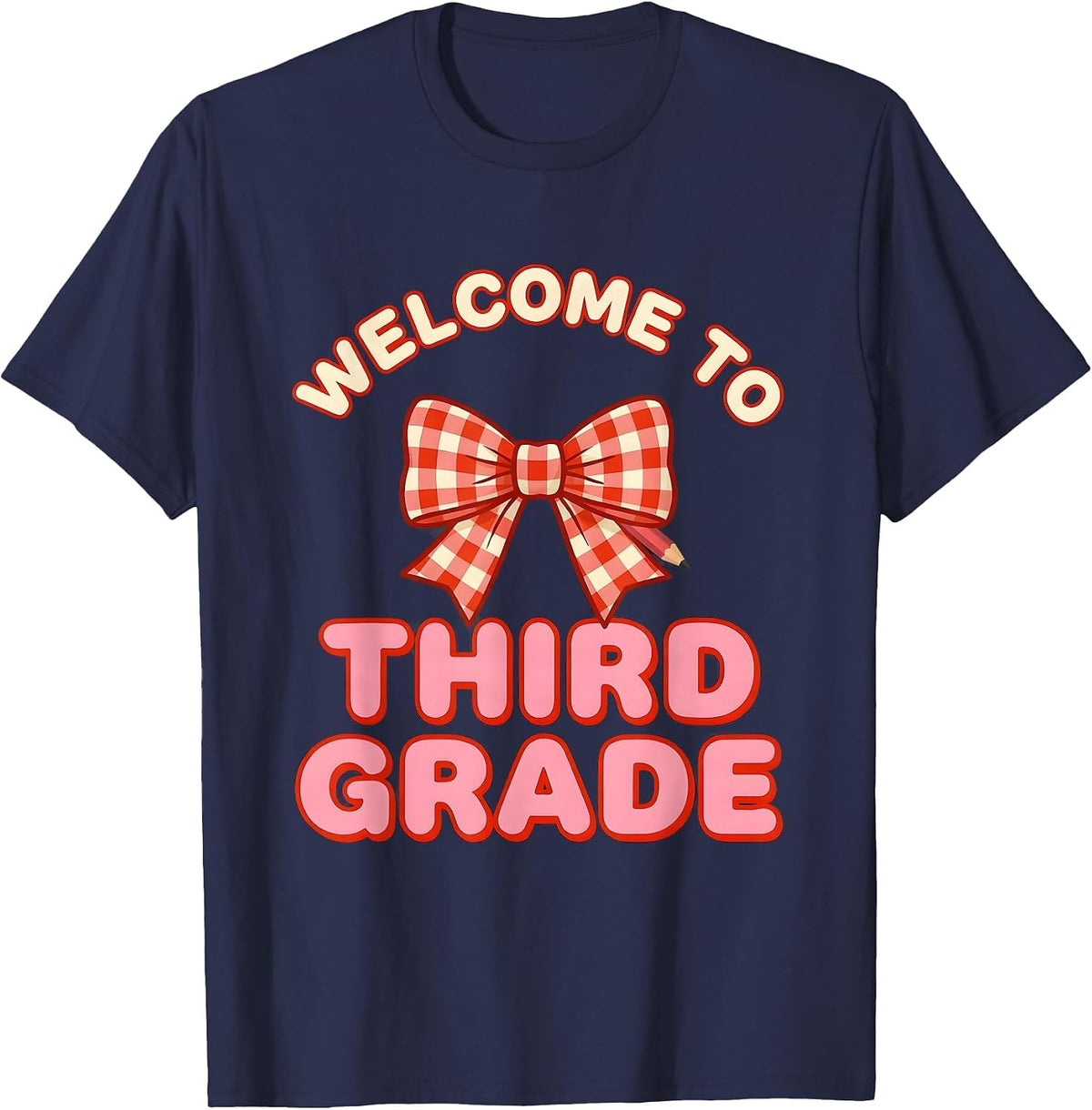 Men's Welcome To Third Grade Cute Coquette Bow Back to School T-Shirt - Navy Blue
