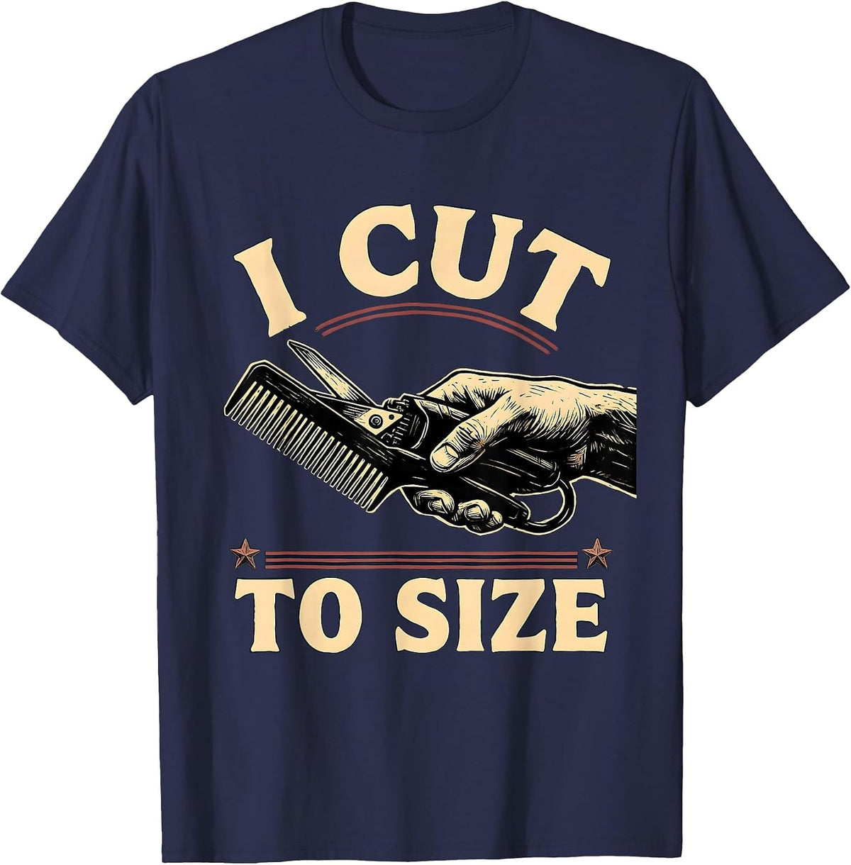 Men's I Cut To Size Linocut Hairdresser Barber Trade Pride Humor T-Shirt - Navy Blue