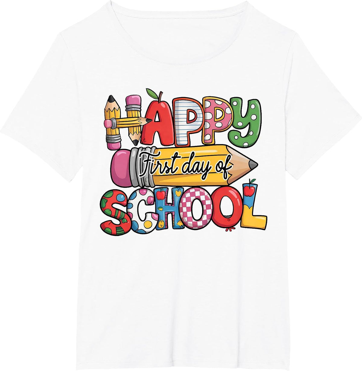 First Day of School Happy Back to School Teacher Student T-Shirt - White