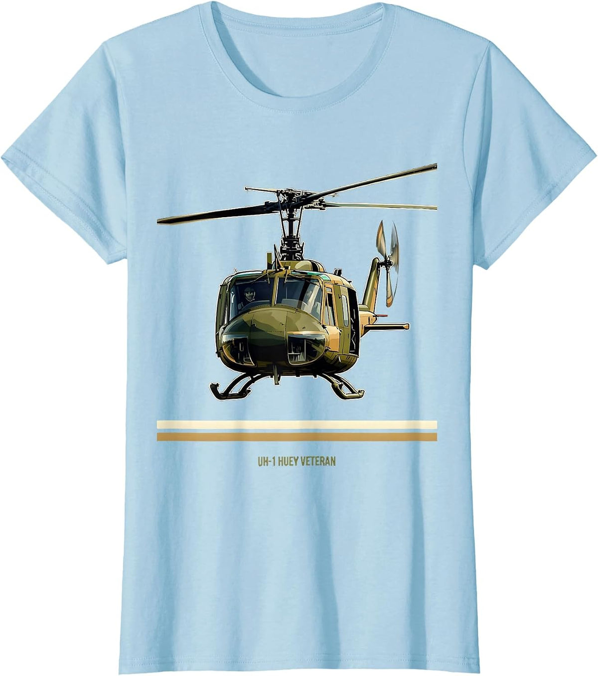 Women's UH-1 Huey Veteran Military Helicopter Pilot Aviation Pride T-Shirt - Baby Blue