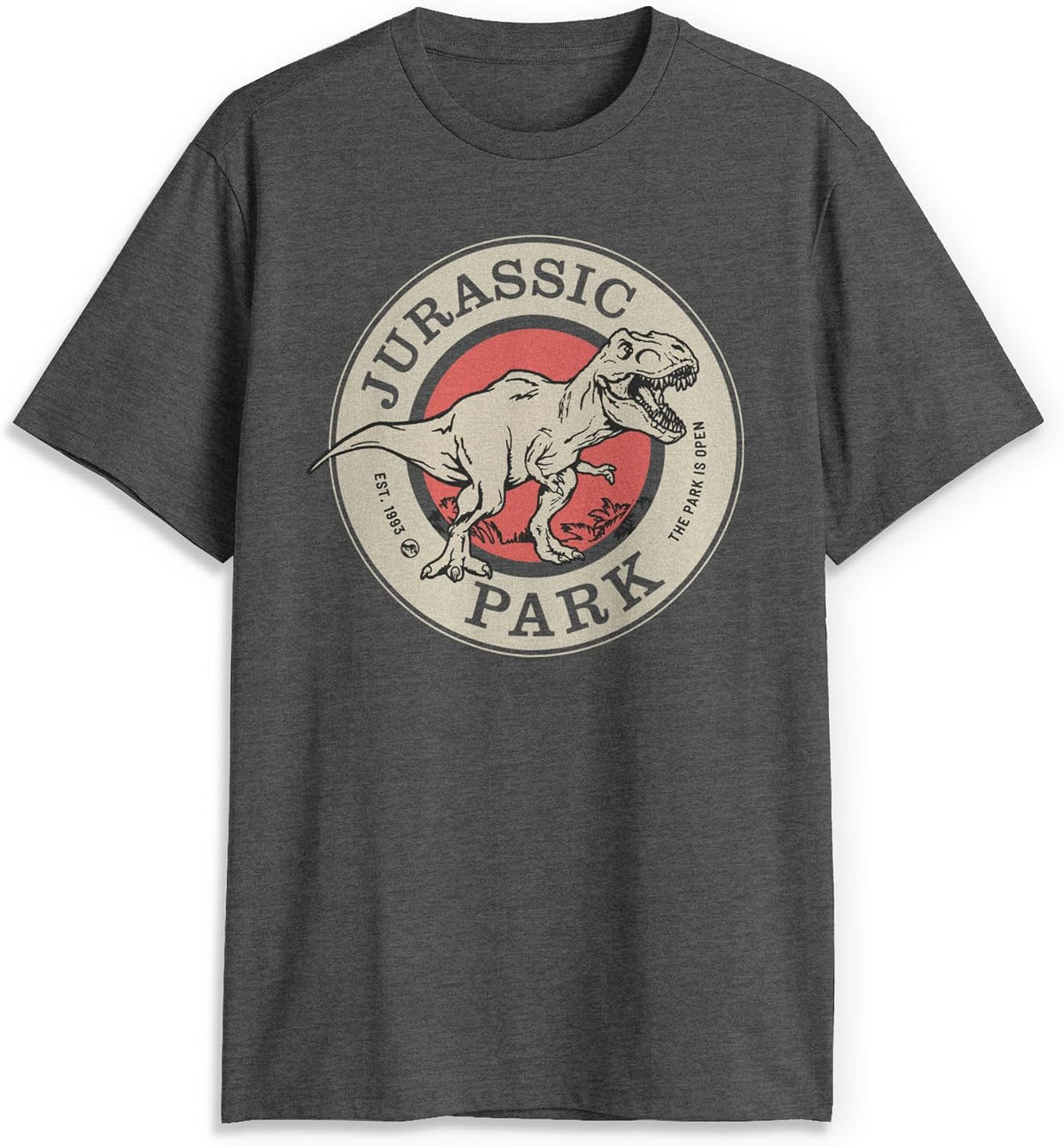 Men's Jurassic Park Distressed Logo T-Shirt - Charcoal Heather