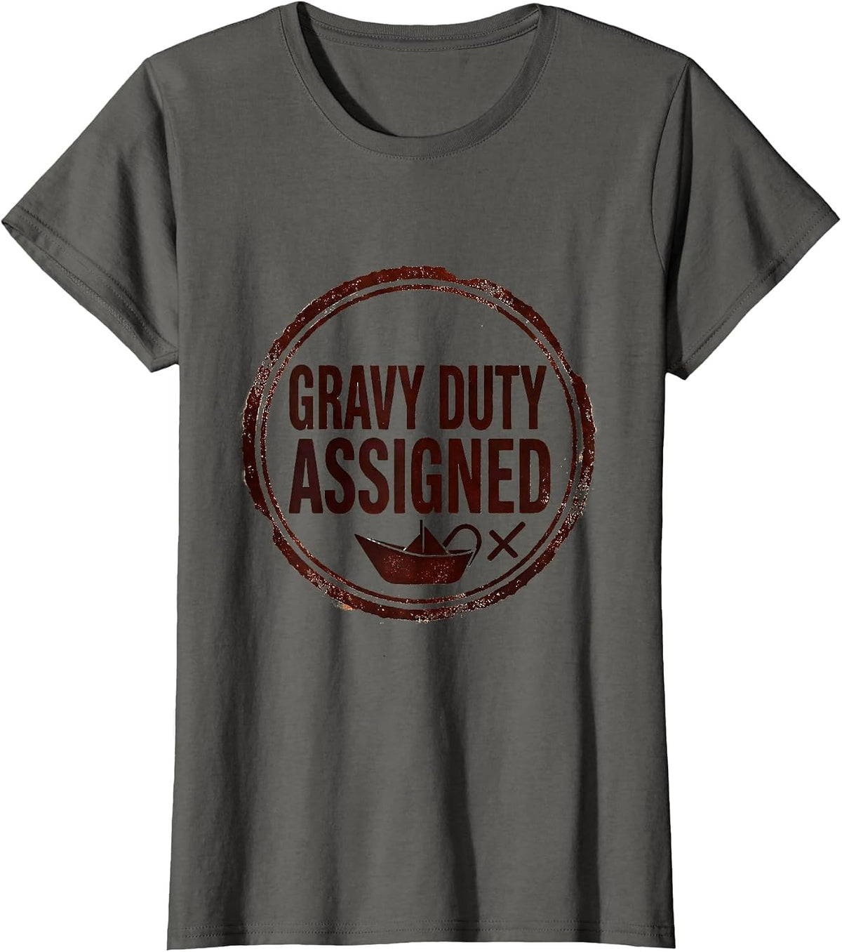 Women's Gravy Duty Assigned Funny Thanksgiving Family Matching Group T-Shirt - Asphalt Grey