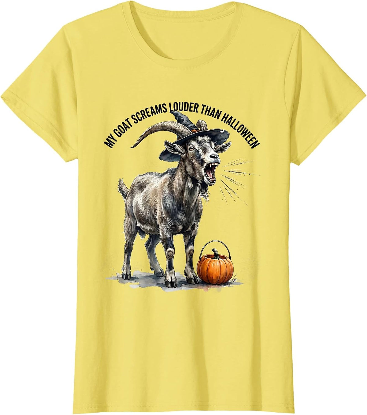 My Goat Screams Louder Than Halloween Funny Goat Lover T-Shirt - Lemon Yellow