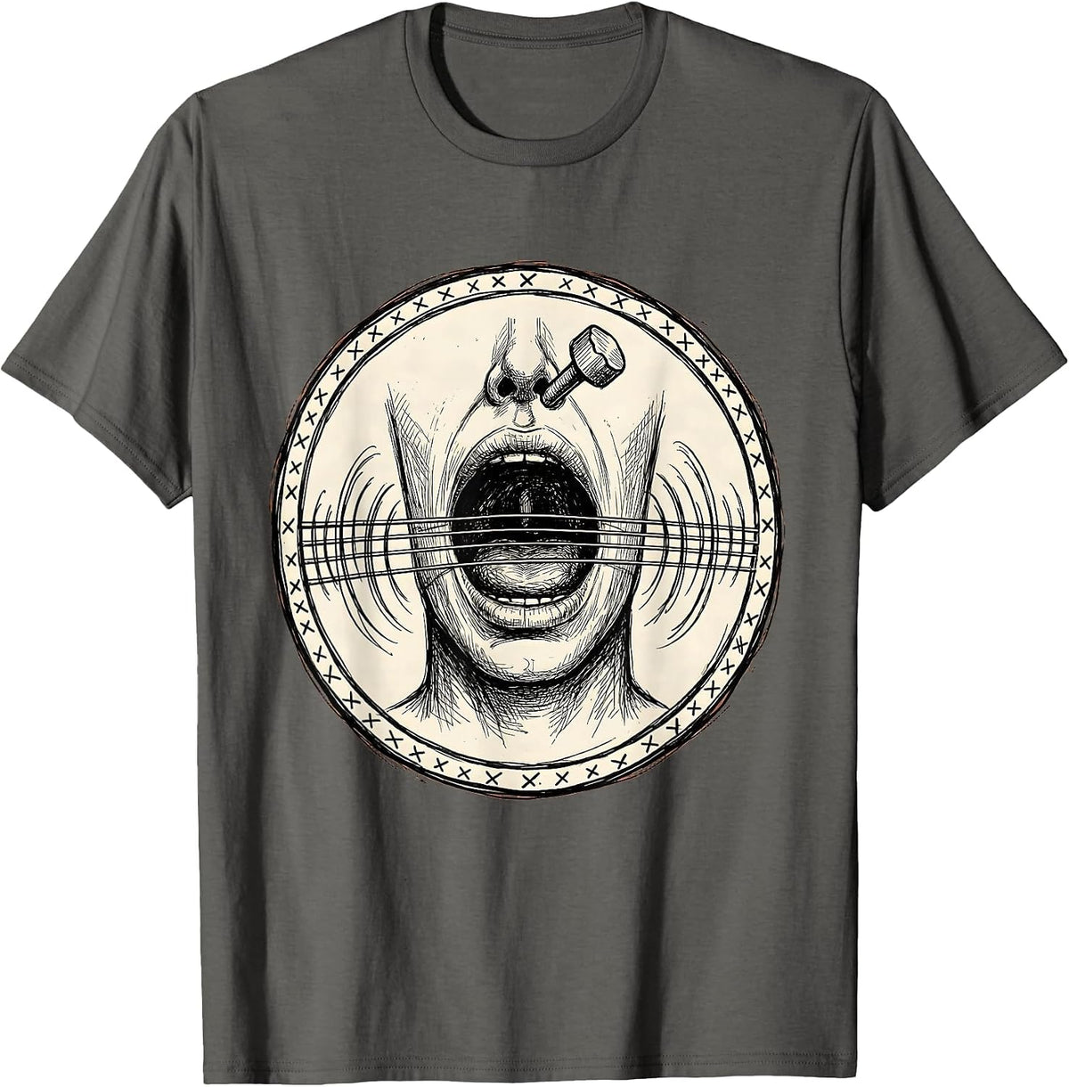 Men's Speech Therapy Vocal Cords Guitar Strings Design T-Shirt - Asphalt Grey