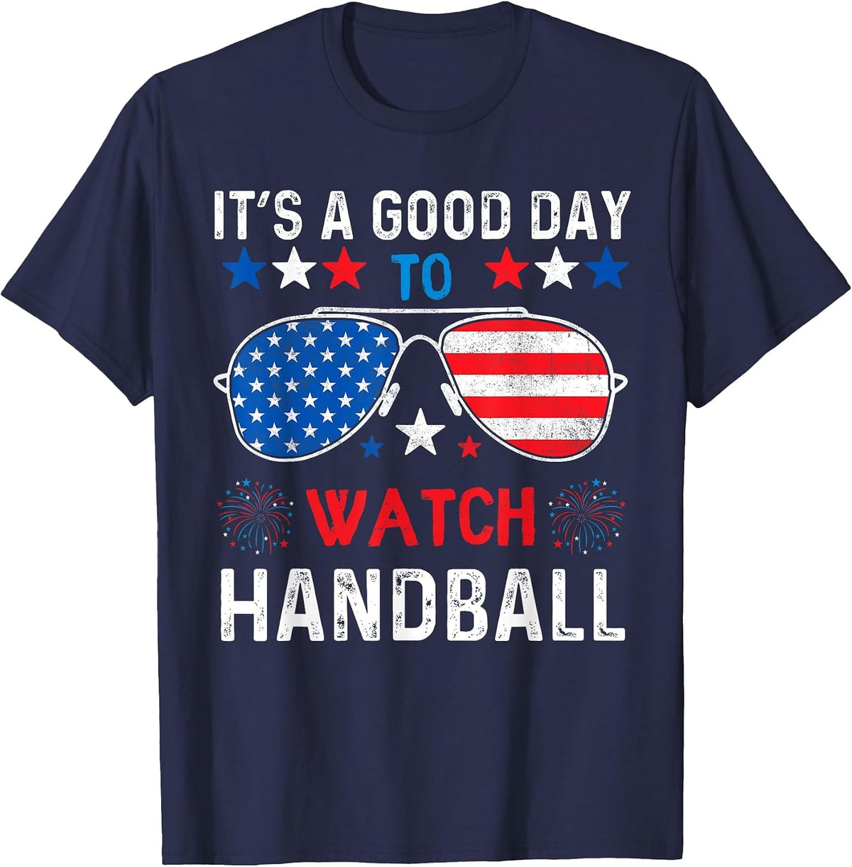 Handball USA Support the Team Sunglasses USA Flag T-Shirt - Navy Blue