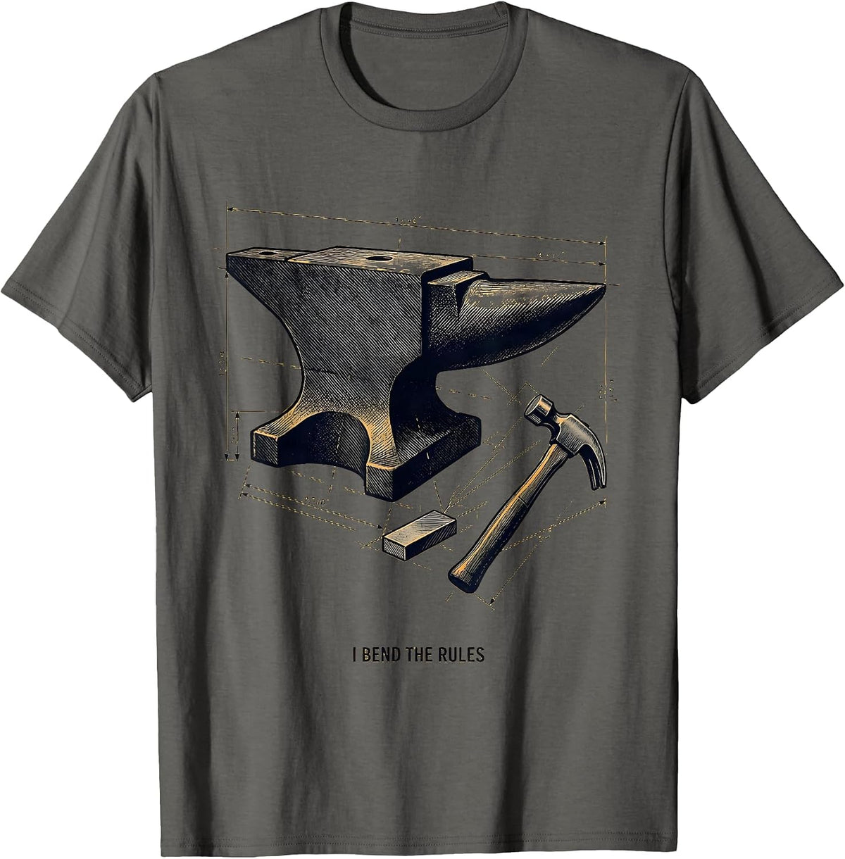 Men's I Bend The Rules Funny Blacksmith Forge Hobbyist T-Shirt - Asphalt Grey