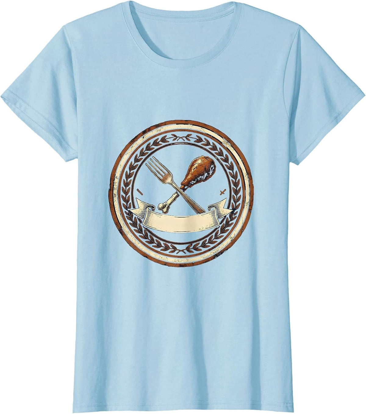 Sealed Turkey Badge Vintage Family Thanksgiving Humor T-Shirt - Baby Blue