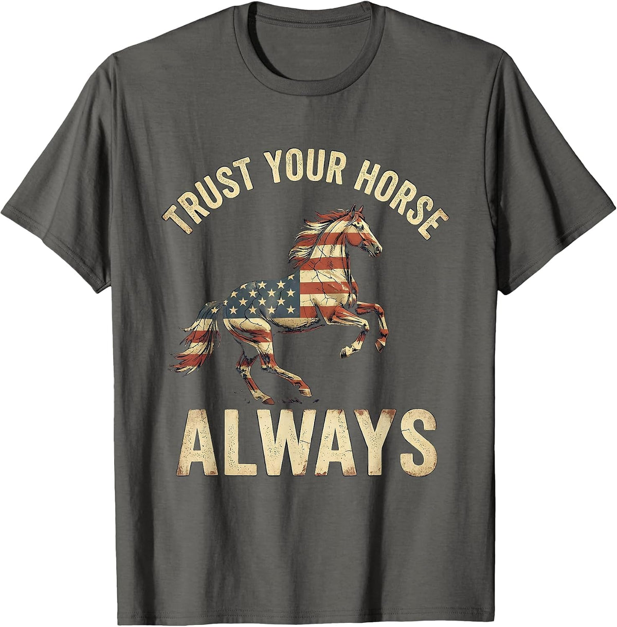 Trust Your Horse Always Equestrian Design T-Shirt - Asphalt Grey