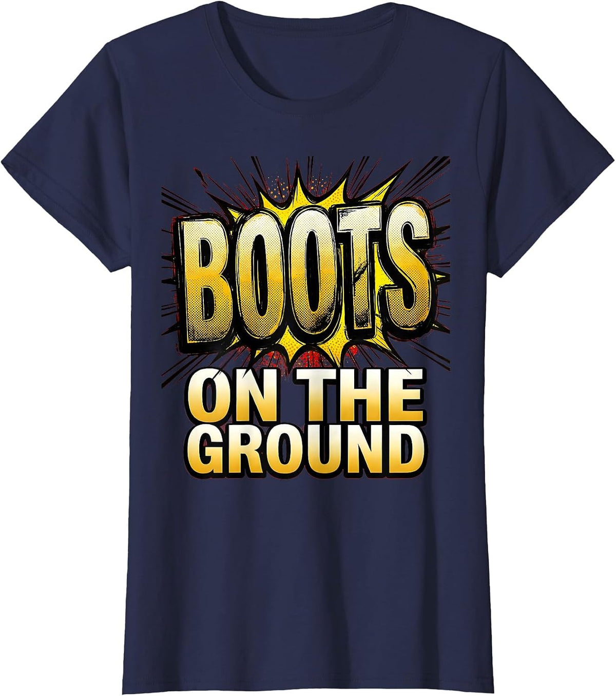 Women's Boots on the Ground Cowgirl Western Design T-Shirt - Navy Blue
