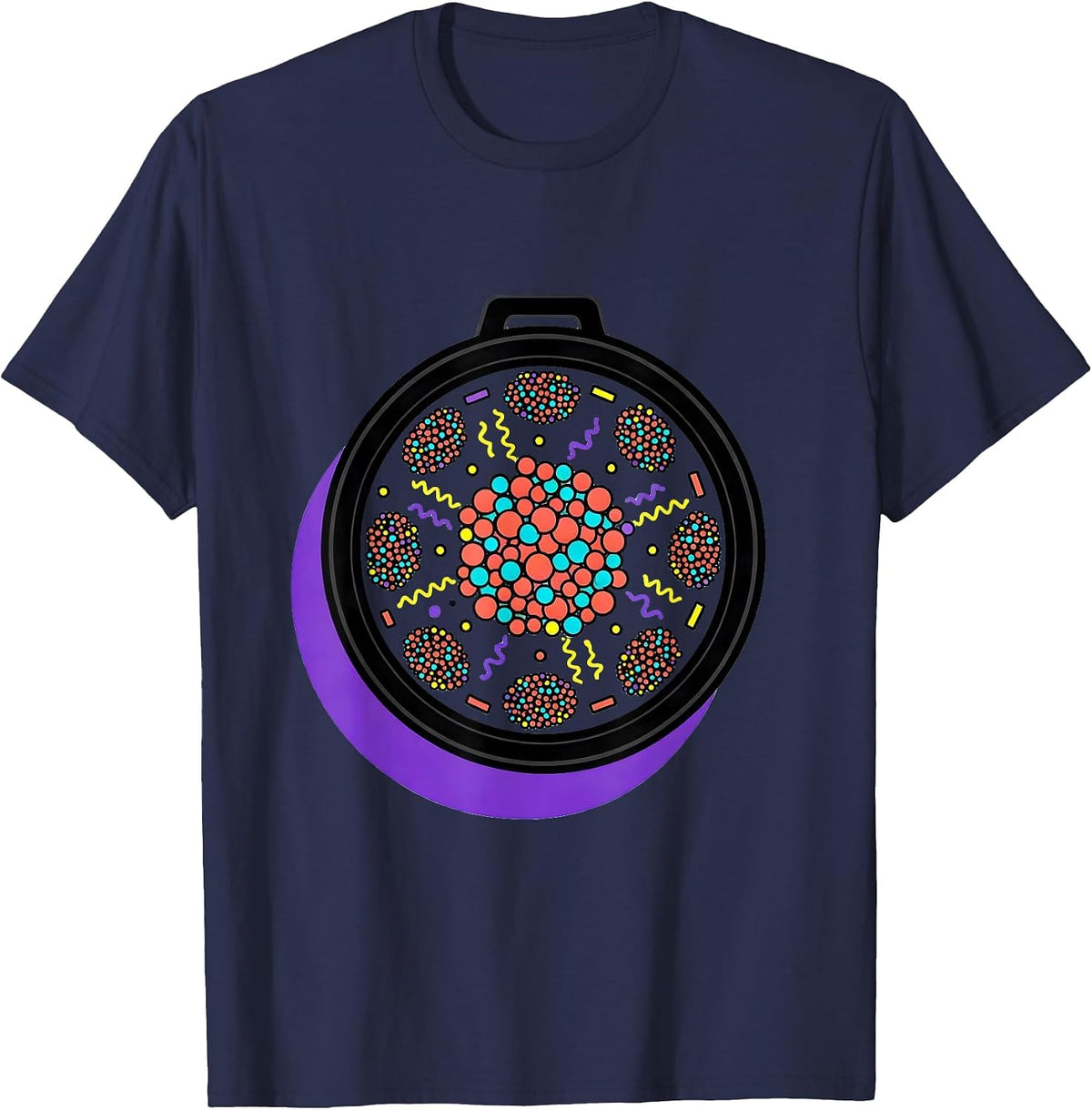 Men's Petri Dish Bacteria Culture Science Illustration T-Shirt - Navy Blue