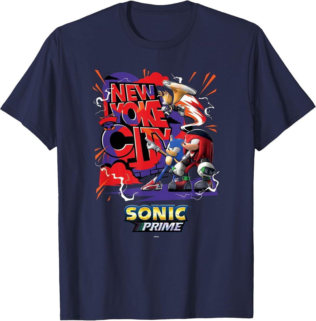 Sonic the Hedgehog, Sonic Prime - New Yoke City Trio T-Shirt - Navy Blue