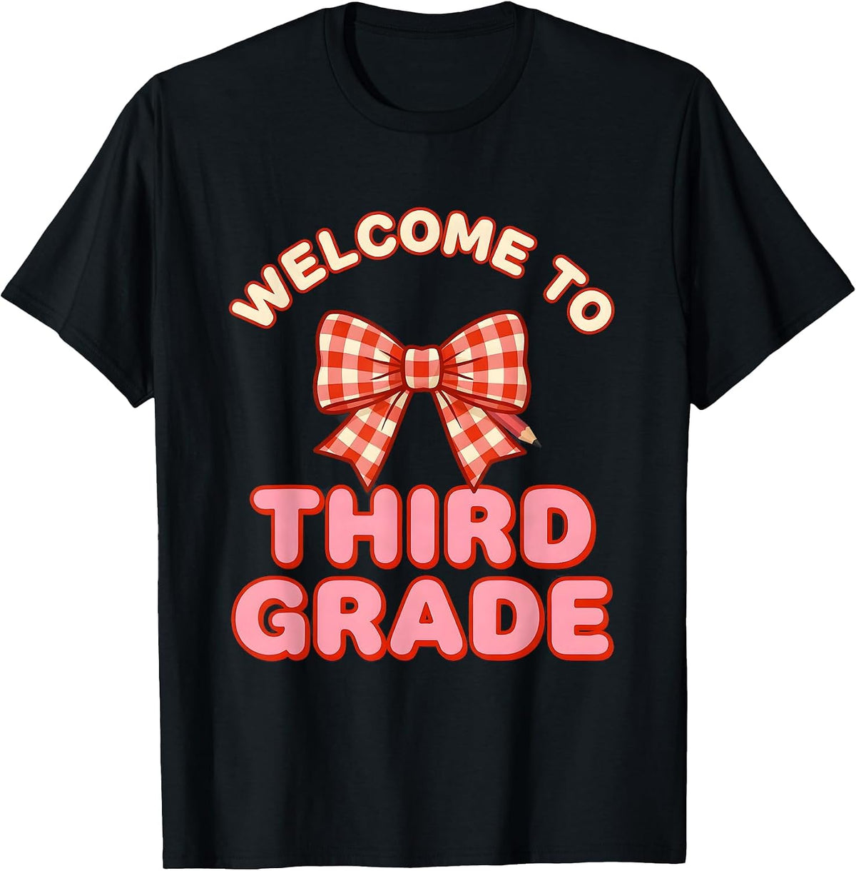 Men's Welcome To Third Grade Cute Coquette Bow Back to School T-Shirt - Black