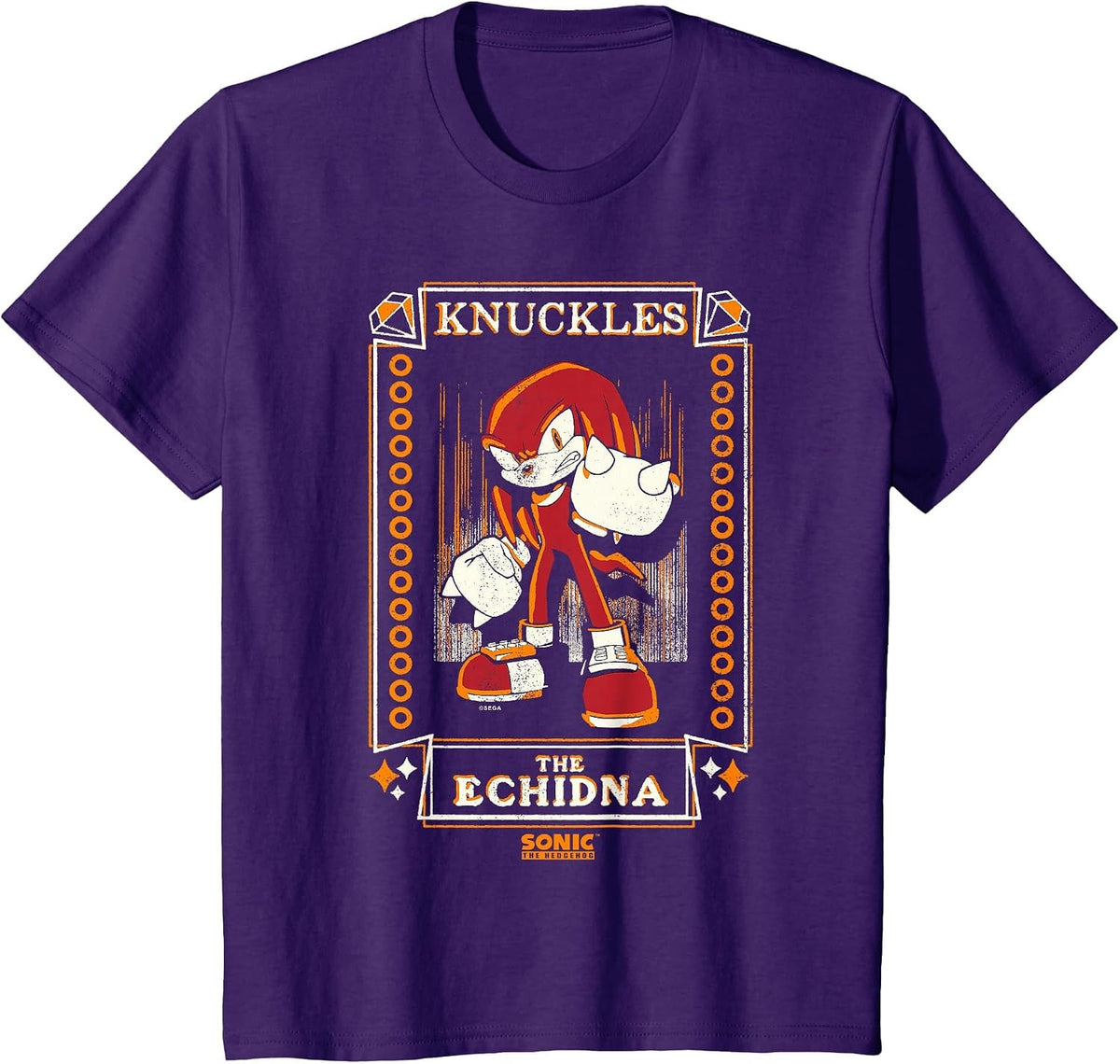 Sonic The Hedgehog Knuckles The Echidna Distressed Tarot T-Shirt - Purple