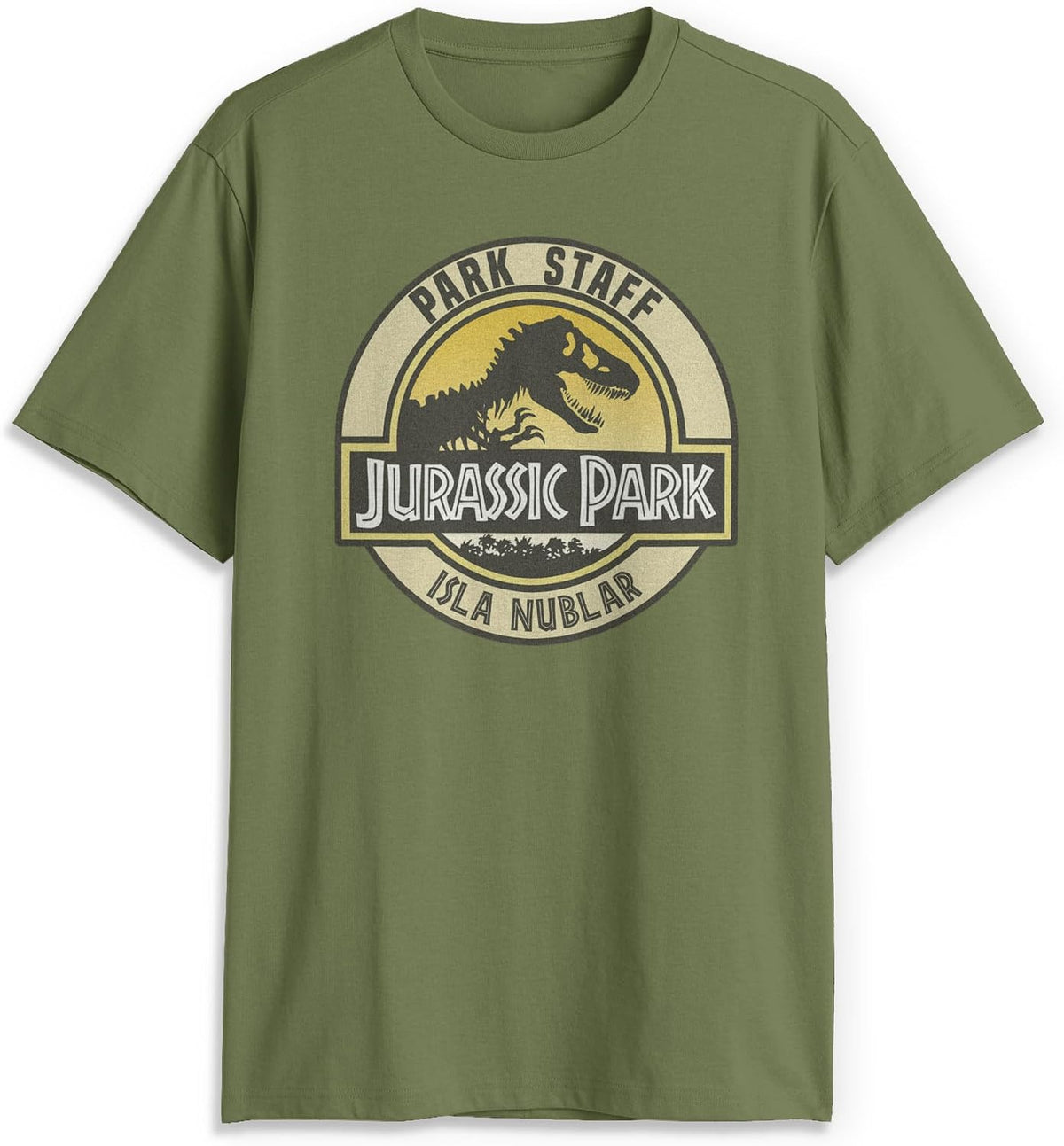 Men's Jurassic Park Distressed Logo T-Shirt - Military Green