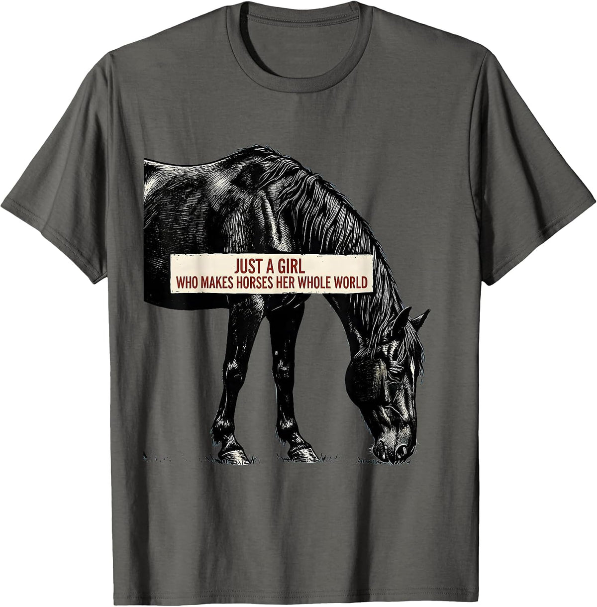Just A Girl Who Makes Horses Her Whole World Horse Lover T-Shirt - Asphalt Grey