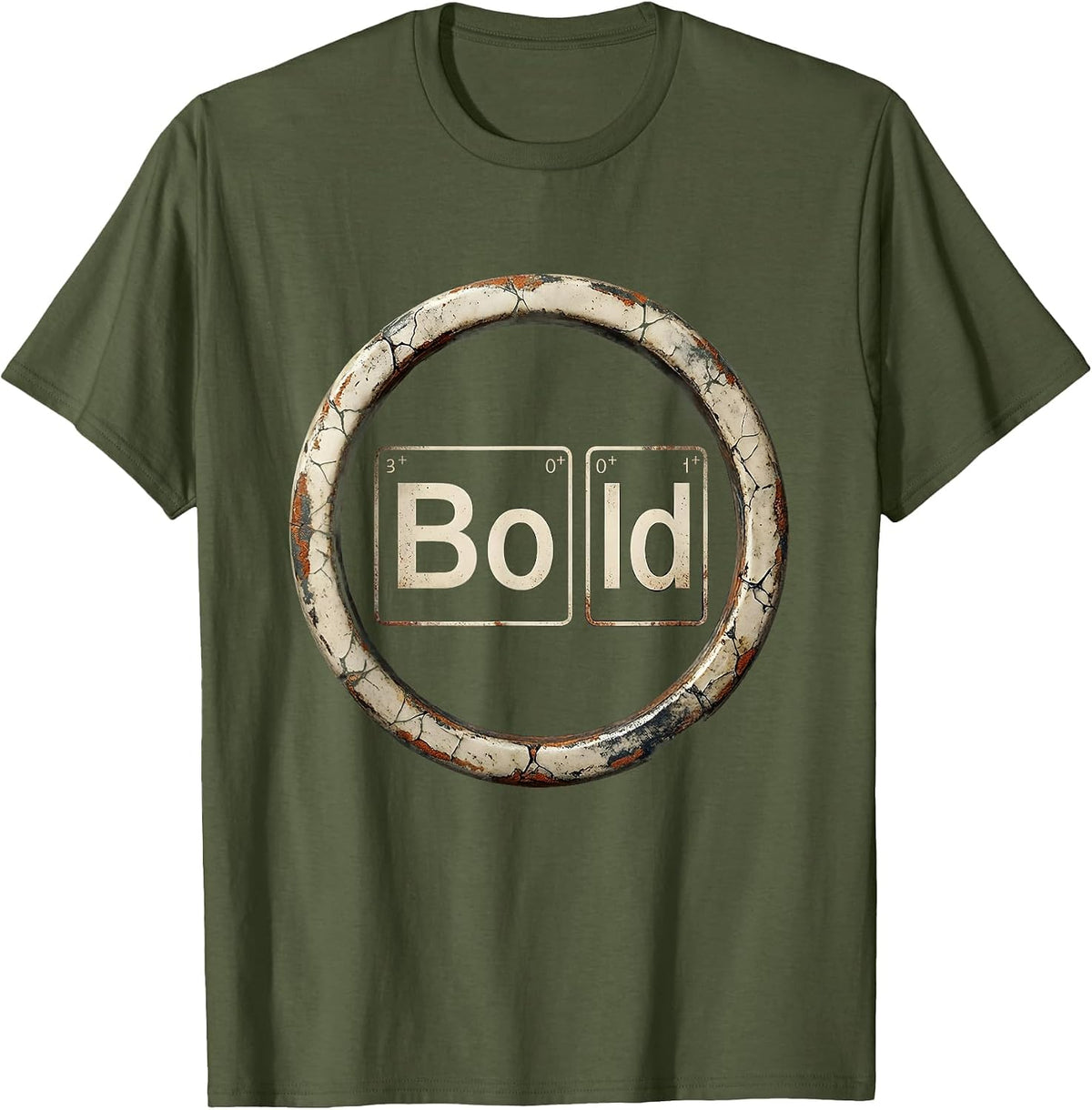 Men's BOld Distressed Science Nerd Periodic Table Pun Humor T-Shirt - Olive Green