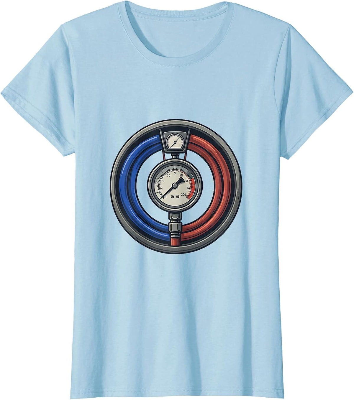 Women's HVAC Charging Badge Distressed Tech Humor T-Shirt - Baby Blue
