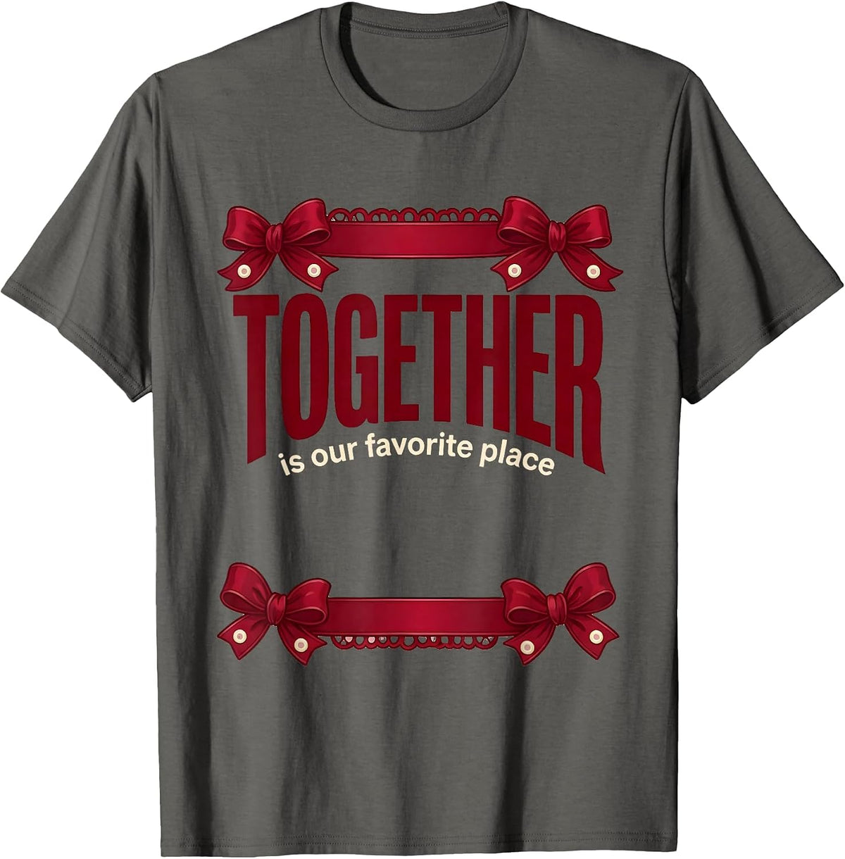 Men's Together Is Our Favorite Place Thanksgiving Design T-Shirt - Asphalt Grey