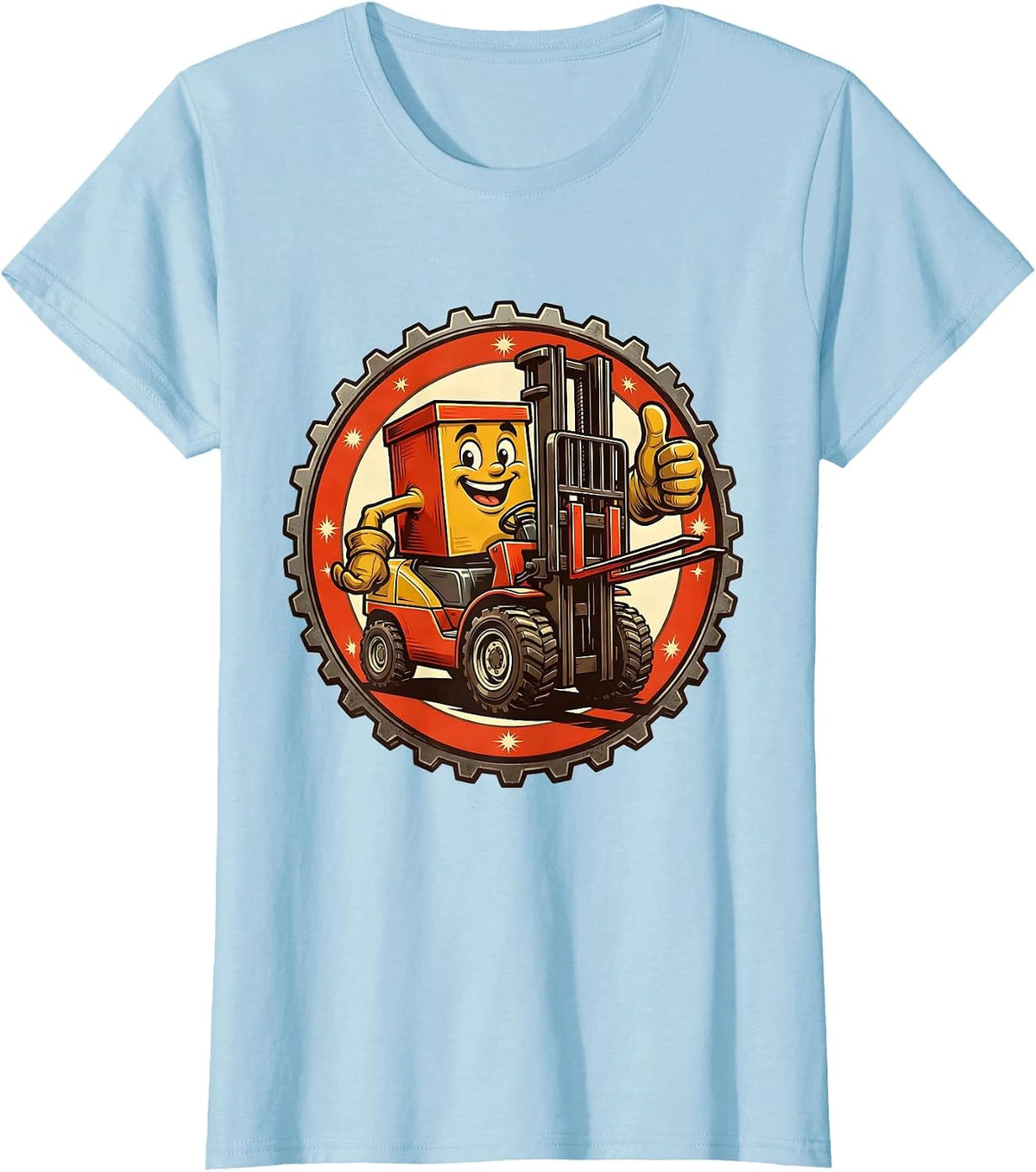 Labor Day Forklift Warehouse Silhouette Graphic T-Shirt - Baby Blue