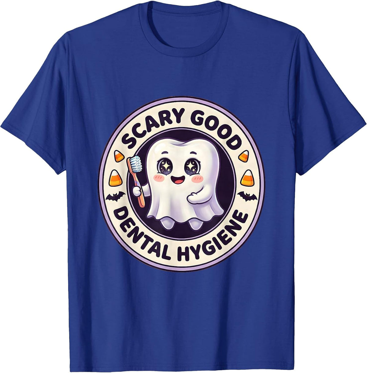Scary Good Dental Hygiene Halloween Design T-Shirt - Royal Blue