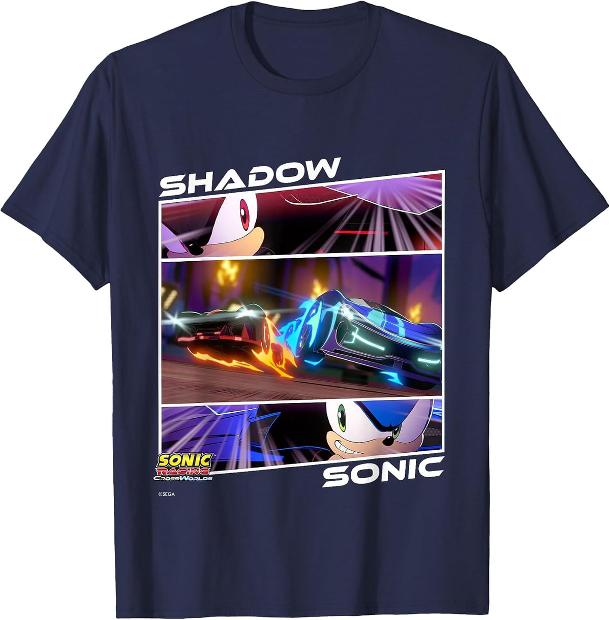 Sonic Racing CrossWorlds - Shadow Vs. Sonic, Head-to-Head T-Shirt - Navy Blue