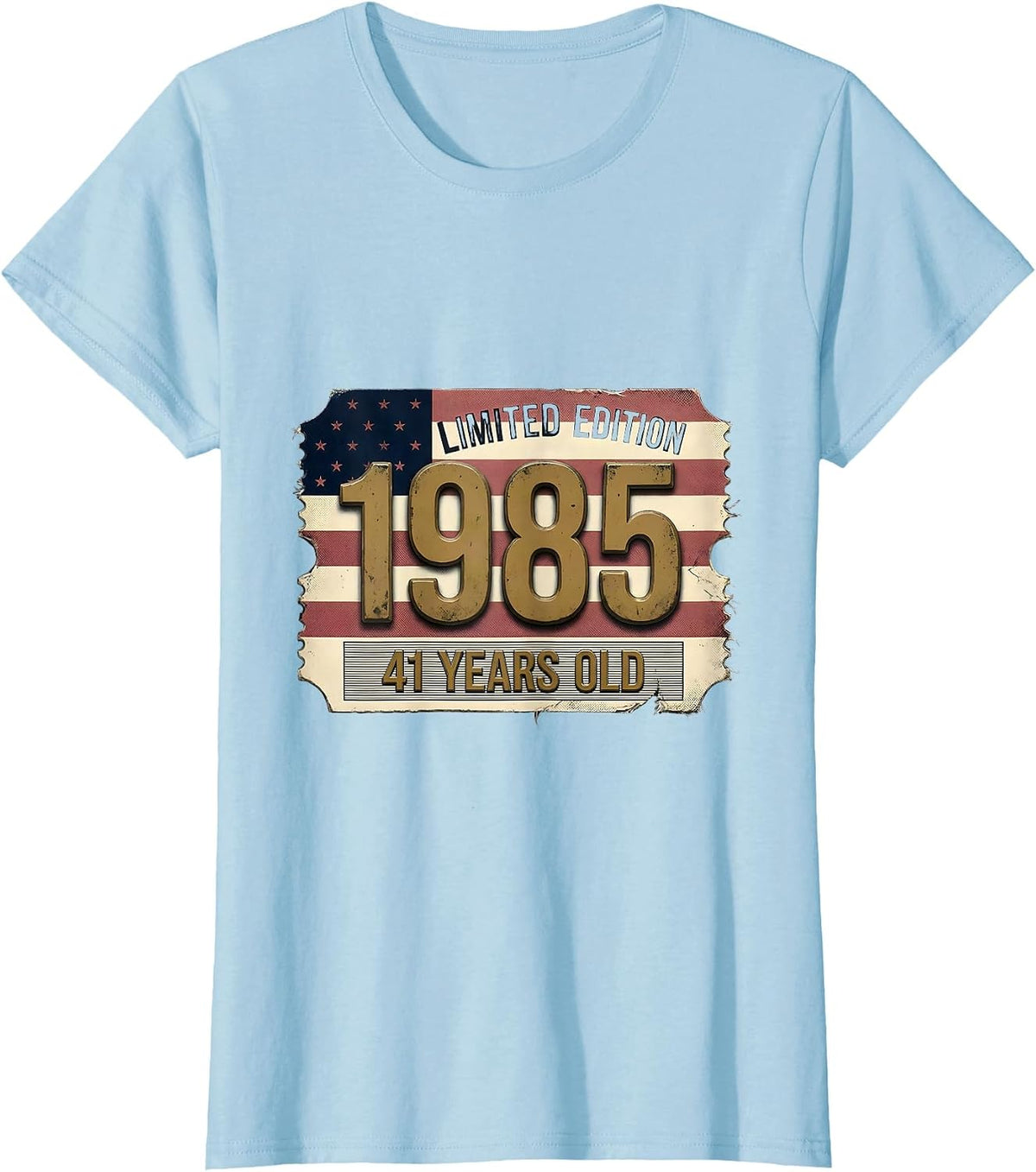Limited Edition 1985 41 Years Old Vintage USA Flag 41st T-Shirt - Baby Blue