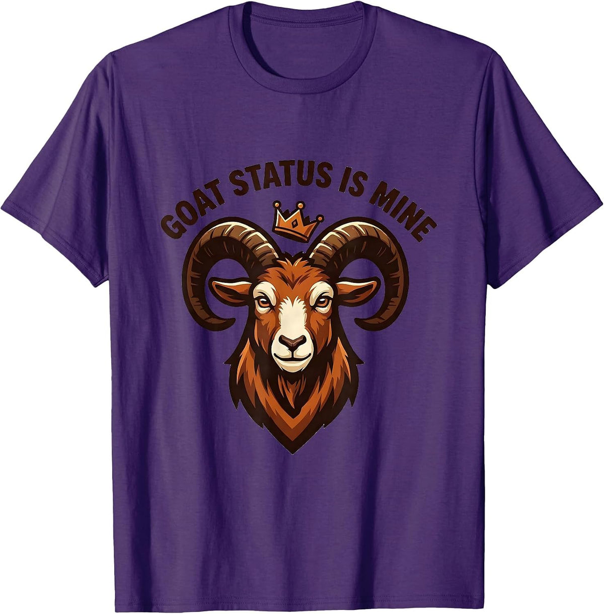 GOAT Status Is Mine Funny Goat Lover Mascot Logo T-Shirt - Purple