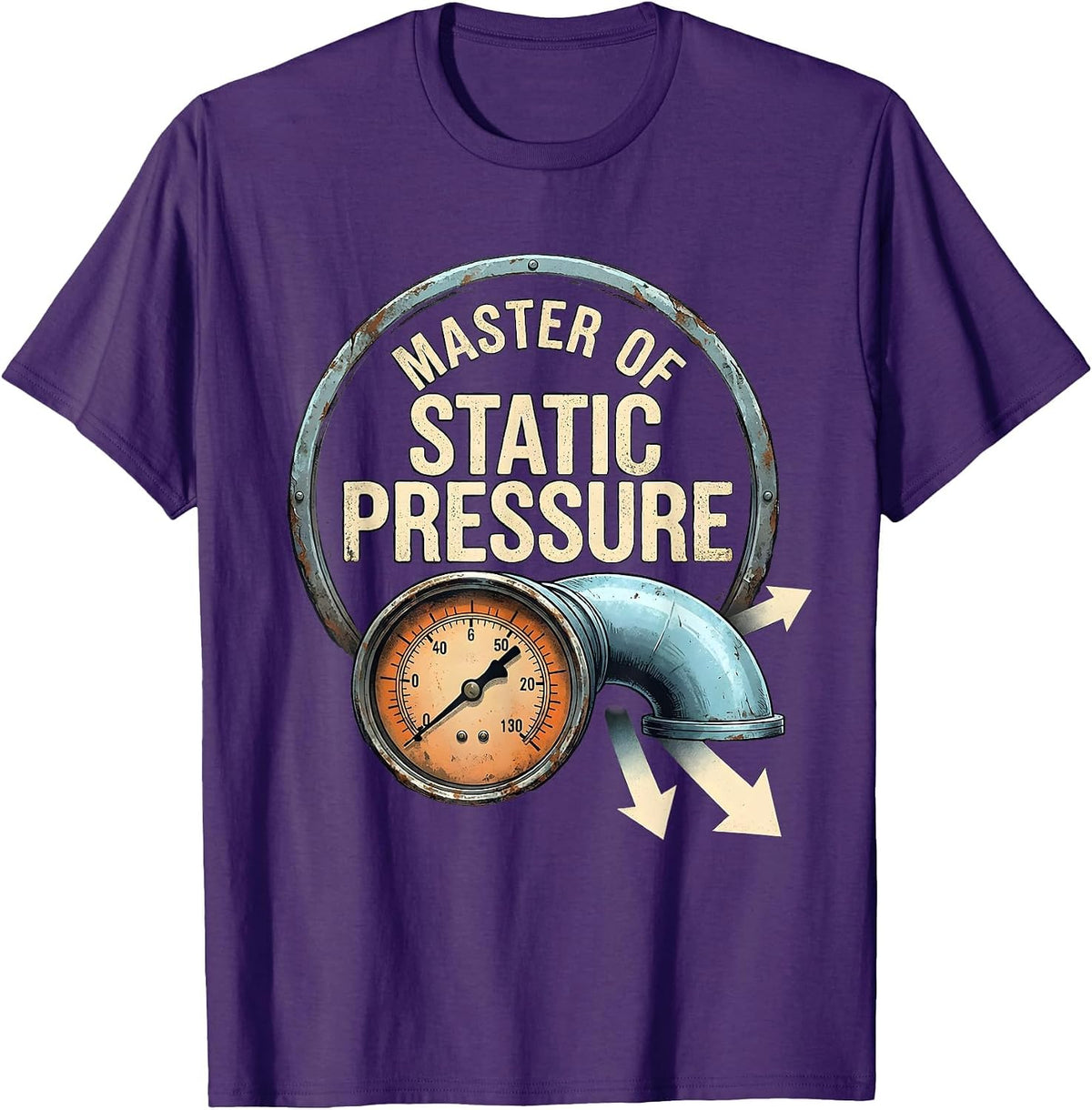 Men's Master Of Static Pressure Funny HVAC Technician Dad Gift T-Shirt - Purple