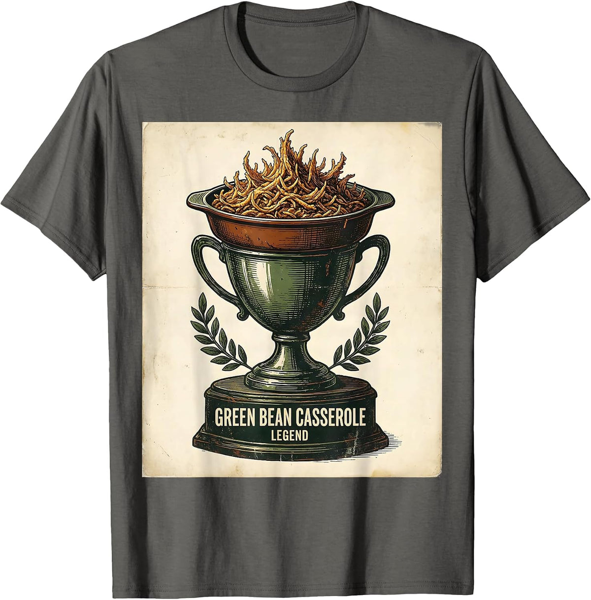 Green Bean Casserole Legend Vintage Funny Thanksgiving T-Shirt - Asphalt Grey