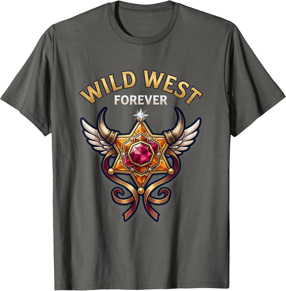 Wild West Forever Western Graphic Design T-Shirt - Asphalt Grey
