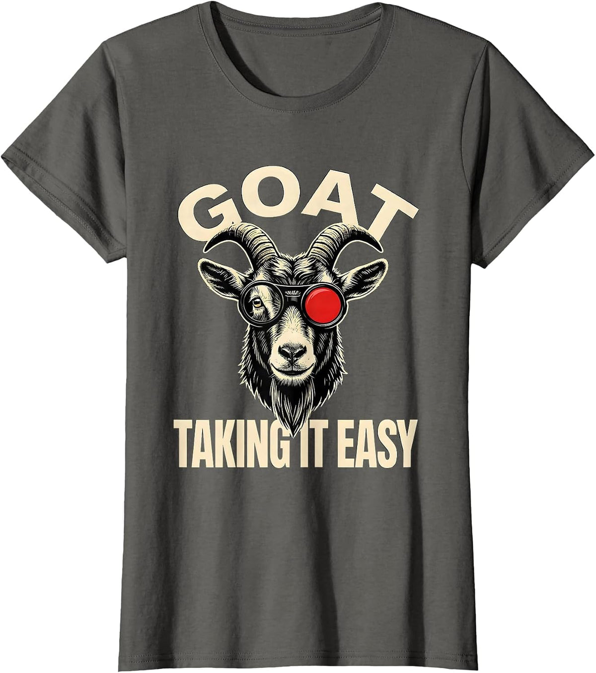 Women's GOAT Taking It Easy Funny Goat Humor Animal Lover Gift T-Shirt - Asphalt Grey