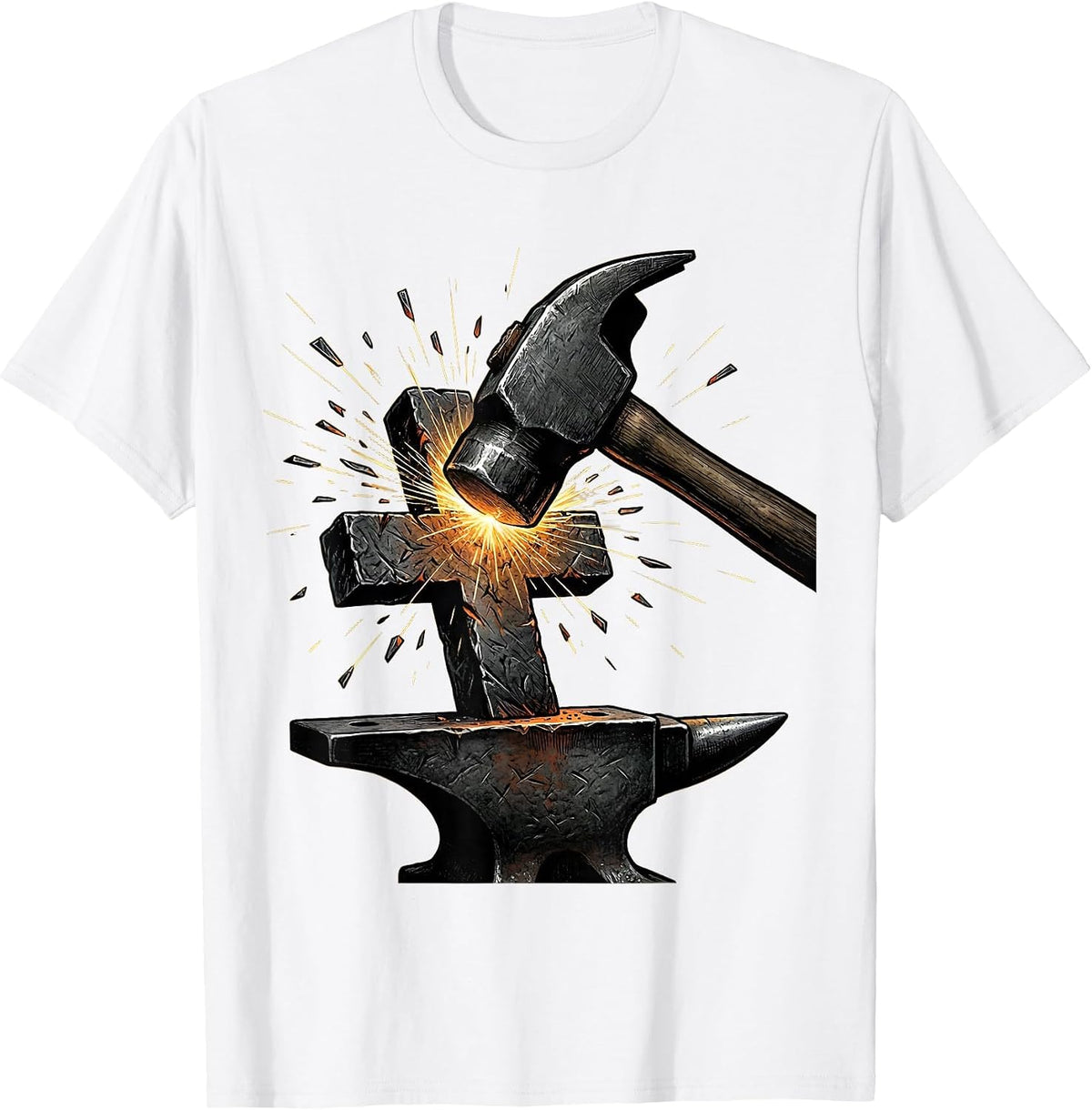 Men's Blacksmith Cross Faith Graphic Tee T-Shirt - White