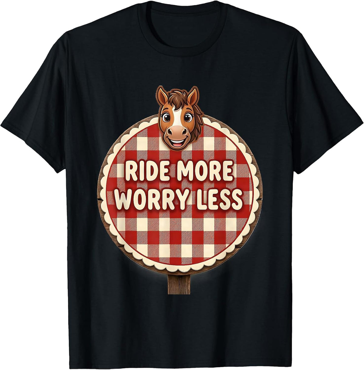 Men's Ride More Worry Less Horse Lover Design T-Shirt - Black