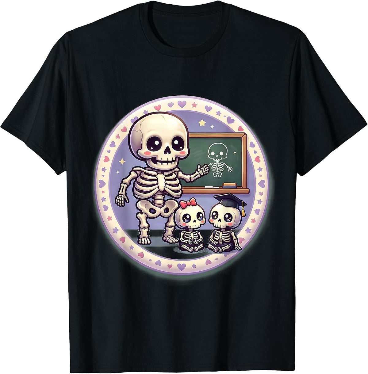 Men's Skeleton Anatomy Teacher Funny Halloween Science T-Shirt - Black