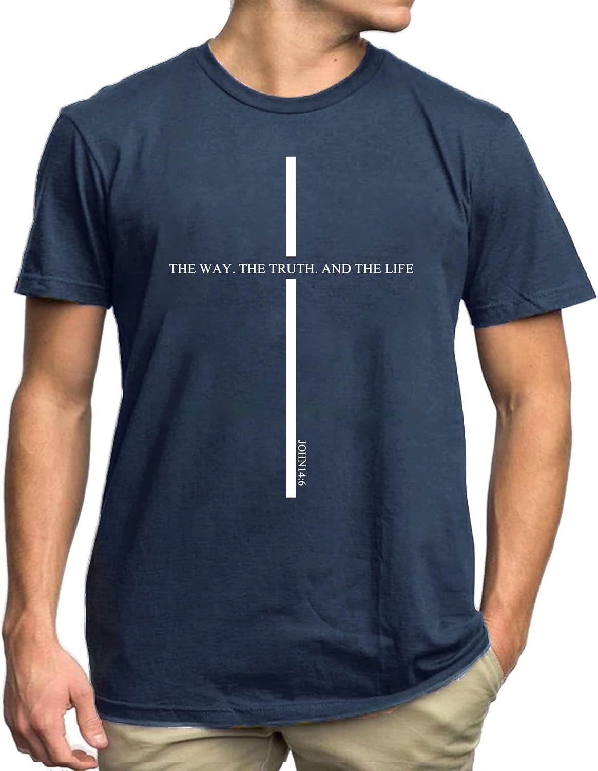Christian Shirts for Men Faith Over Fear Cross Printed Bible Verse Tee Tops - Cross-blue