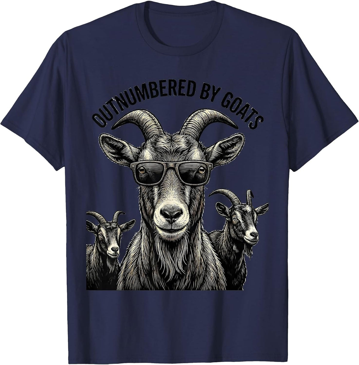 Men's Outnumbered By Goats Funny Goat Lover Novelty Humor T-Shirt - Navy Blue