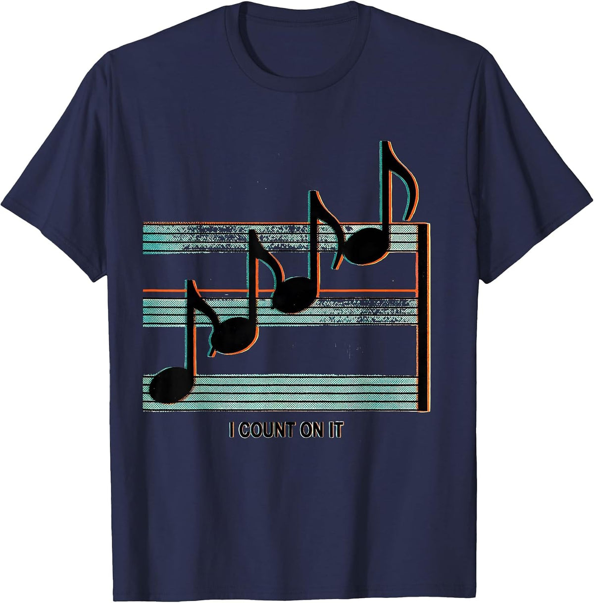 I Count On It Risograph Music Lover Humor Gift T-Shirt - Navy Blue