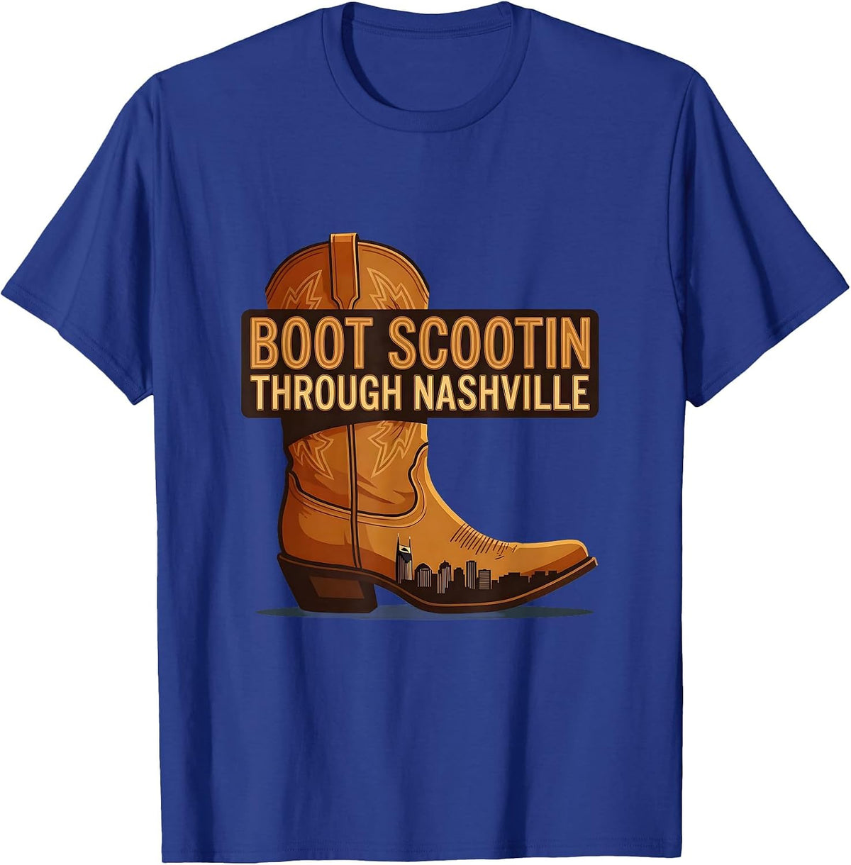 Boot Scootin Through Nashville Graphic Design T-Shirt - Royal Blue